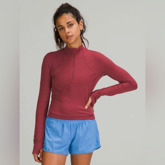 Lululemon Its Rulu Run Cropped Half-Zip Mulled Wine - Picture 1 of 14